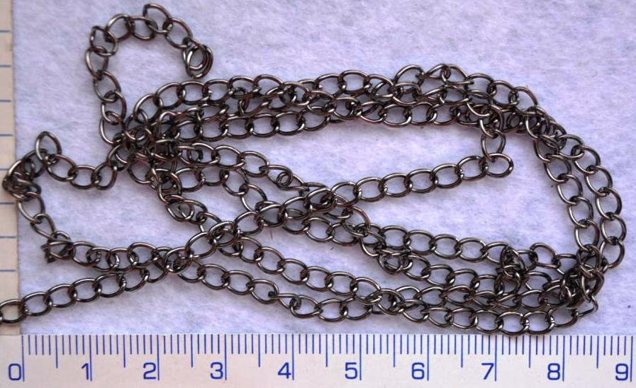 Komponenty, řetízky, barva antracit,očko 2x3mm,1m