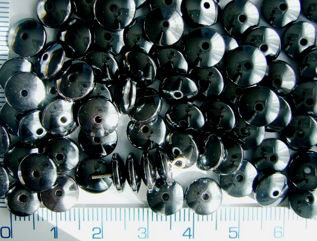 Hematit, čočka, 8x4mm, zrcadlově šedá,1ks