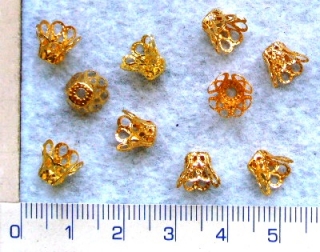 Kaplíky, zlatá kytička, 6x8mm,10ks