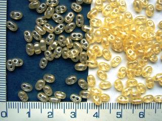 Korálky dvoudírkové, twin - preciosa,sv.žlutý s perletí, cca180ks, 10g