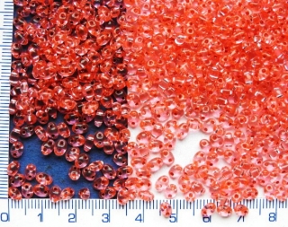 Korálky dvoudírkové, twin - preciosa,růžová se stř. průtahem, cca 180ks, 10g