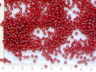 Rokajl, PRECIOSA, červený čirý s modrým průtahem,velikost 8/0, balení 50g
