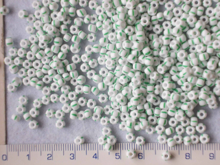 Rokajl, PRECIOSA,bílý se zeleným proužkem, velikost 6/0, balení 50g