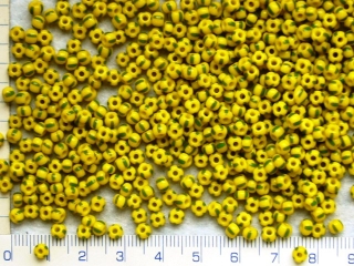 Rokajl, PRECIOSA, žlutý se zelenými proužky,velikost 6/0,balení 50g