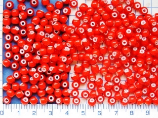 Rokajl, PRECIOSA, červený s bílým průt.,velikost 4/0, balení 50g