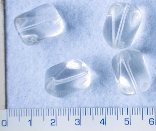 Skleněné korálky, mačkané, čirý nepravidelný obdélník,18x12mm,4ks
