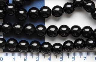 Skleněné korálky, mačkané, černá kulička,4mm,cca100ks-10g