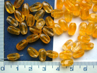 Skleněné korálky, mačkané,oranžový ovál,9mm,cca52ks-20g