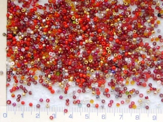 Rokajl, PRECIOSA, červený barevný MIX, 6/0, balení 50g