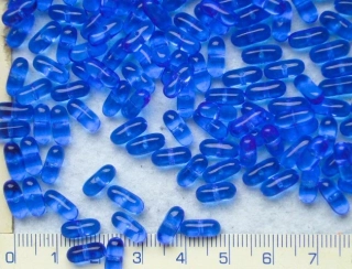 Skleněné korálky, mačkané, modrá tyčka,9mm, cca85ks-20g