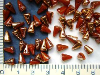 Skleněné korálky, mačkané,SPIKE, trny,hnědá s pokovem, 5x8mm,1ks