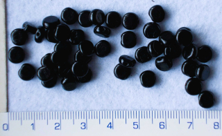 Skleněné korálky, mačkané,černá placička,6mm,cca46ks-10g