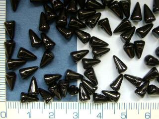 Skleněné korálky, mačkané, spike,trny,černé,5x8mm,1ks