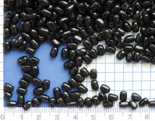 skleněné korálky, černý oválek,6x4mm,cca71ks-10g