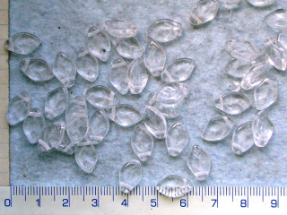 Skleněné korálky,čirý lístek,12x8mm,cca46ks-20g