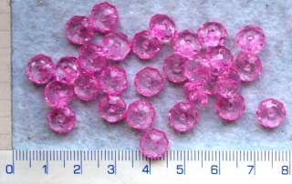 Plastové korálky, růžová broušená placička,8x5mm,30ks