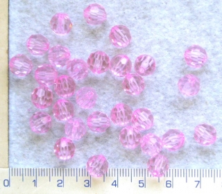 Plastové korálky, růžová broušená kulička, 8mm,30ks