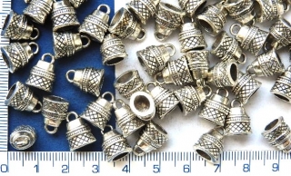 Kaplíky stříbrný ozdobný vlepovací,12x9mm, otvor 6x5mm,1ks