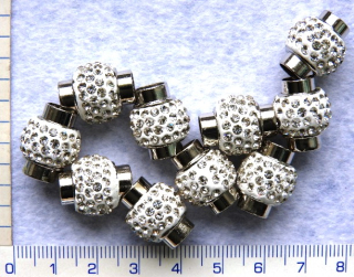 Magnetické zapínání se štras.kamínky vlepovací, 14x17mm,otvor 7mm,1pár