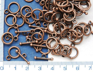 Zapínání americké, 13mm, kulaté hladké,měděné, 1ks