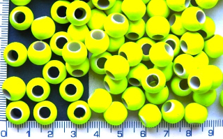 Plastové velkodírkové korálky,neonový žlutý ovál,10x8,5mm,1ks