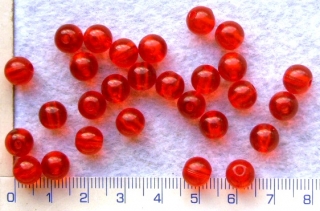 Plastové korálky, čirá červená kulička,8mm,30ks