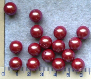 Plastové korálky, červená kulička s AB, 8mm,30ks
