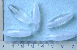 Plastové korálky, čirý mléčný broušený ovál,30x10mm,5ks