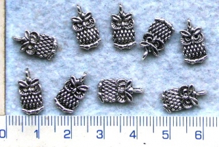 Kovové korálky,stř.sova,14x12mm,,1ks