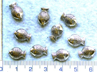 Kovové korálky - přívěsky,stř.ryba,10x7mm,1ks