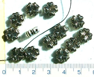 Kovové korálky,platinový čtřlístek,10mm ,1ks