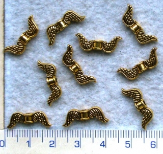 Kovové korálky, zlatá křidýlka,18mm,1ks