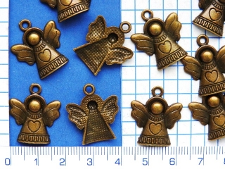 Kovové korálky - přívěsky,mosazný anděl,22x19mm,1ks
