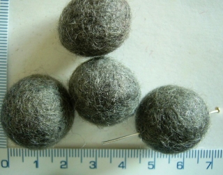 Plstěné korálky, plstěná kulička, 20mm,šedá,1ks
