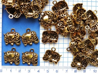 Kovové korálky - přívěsky,zlatý slon,18x17mm,1ks
