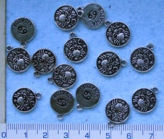 Kovové korálky - přívěsky,znamení rak,12mm,1ks1ks