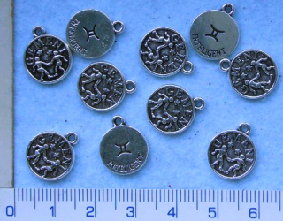 Kovové korálky - přívěsky,znamení blíženci,12mm,1ks