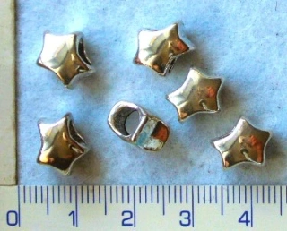 Kovové korálky,velkodírkové, stř. hvězda,10mm,průtah 5mm,1ks