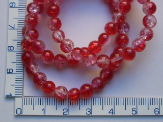 Praskané, 6mm, červenobílá kulička,cca78ks-20g