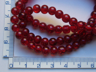 Praskané, 6mm, červená kulička,cca78ks20g