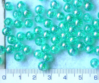 Plastové korálky, tyrkysová kulička s AB, 8mm,30ks