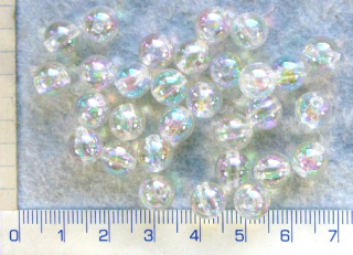 Plastové korálky, čirá kulička s AB, 8mm, 30ks