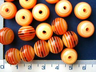 Plastové korálky, oranžová kulička, 12mm, 1ks