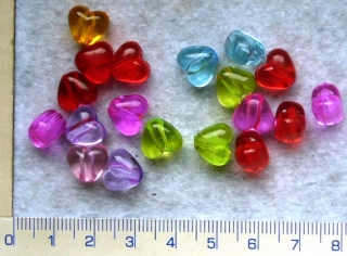 Plastové korálky,barený mix srdíček,9x10mm,20ks