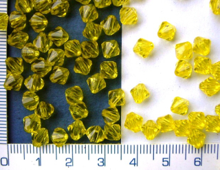 Plastové korálky, žluté sluníčko, 6mm,100ks