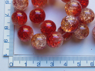 Praskané, 8mm, červenooranžová kulička, cca32ks-20g