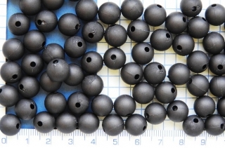 Plastové korálky, 10mm, černá kulička, mat, 1ks