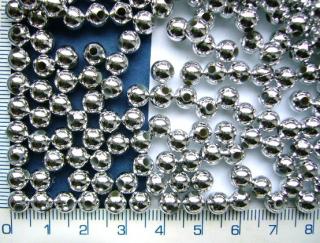 Plastové korálky, stříbrná kulička lesklá,6mm,100ks