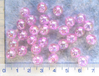 Plastové korálky, růžové kuličky s AB,4mm,200ks