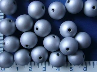 Plastové korálky, 12mm, stříbrná kulička, mat, 1ks